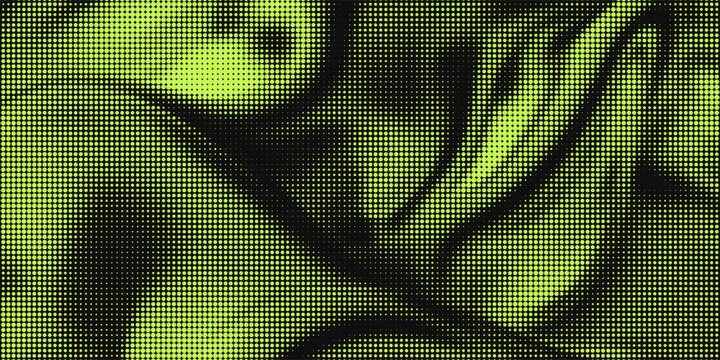Grunge halftone overlay background with smoke or fire motion texture. Acid green color y2k aesthetics. Vector backdrop design template and creative projects