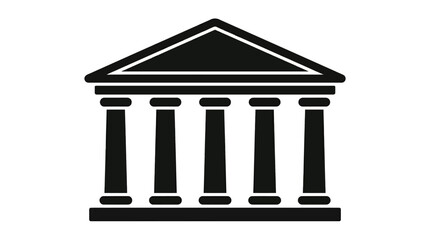 Obraz premium Classical Bank Building Icon with Columns for Finance and Law