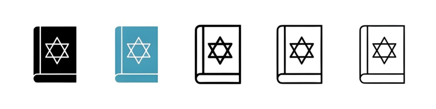 Tanakh book icon collection set. Thin line customizable illustration. Contour symbol. Vector isolated outline drawing. Editable stroke