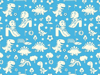 Dinosaur illustrations on blue background. © salfuddin