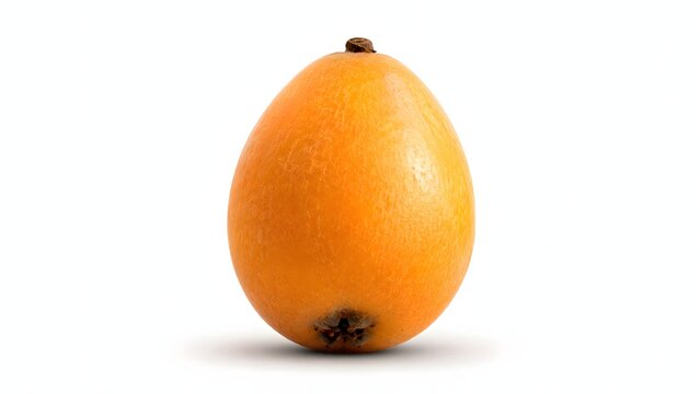 Fresh whole raw loquat fruit isolated on a clean white background. This high resolution photo is suitable for culinary designs, organic food packaging, and educational material.