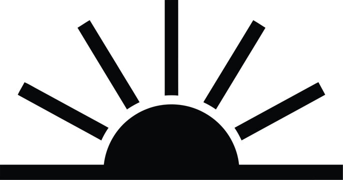 Sunrise icon represents a new beginning with a clean graphic design for modern digital interfaces.
