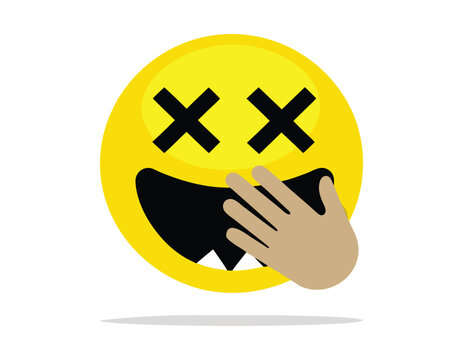 Female Emoji Emoticon with Hand Covering Her Mouth, Conveying Surprise, Shock, Embarrassment, or a Playful Giggle,