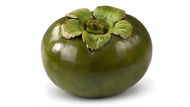 Fresh whole raw black sapote isolated on a clean white background. This high resolution photo is suitable for culinary designs, organic food packaging, and educational material.