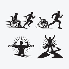 Obraz premium Motivational icons showing determination and overcoming challenges in daily life