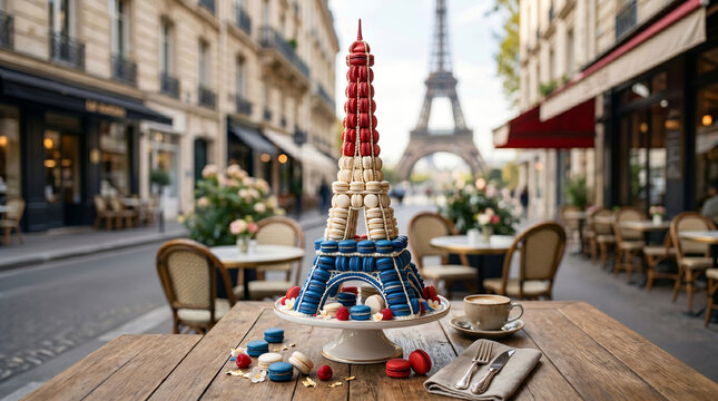 Eiffel Tower Made of Macarons.