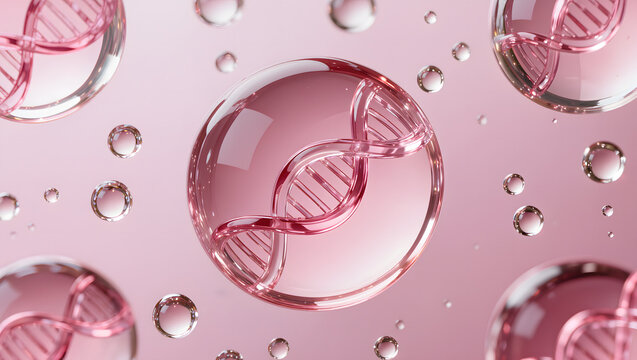 Luxury PDRN biomolecule sphere with salmon DNA technology and regenerative skincare science concept