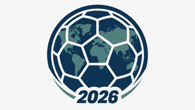 Vector icon of a soccer ball combined with a world map globe