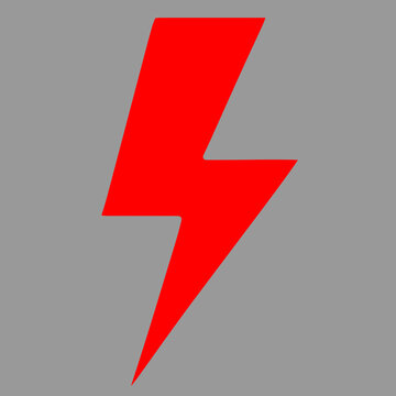 White lightning bolt energy icon red background High voltage danger urgency warning symbol