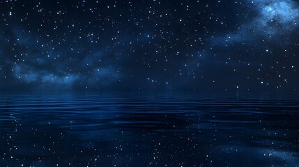 Fototapeta premium Starry night sky reflected on calm water space stars