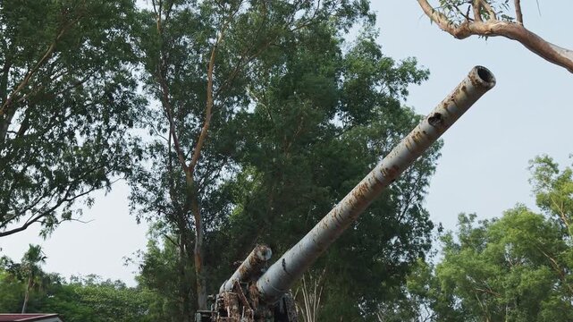 Corregidor Island Manila Historic Artillery Cannon Rust Military Weapon Relic Jungle View