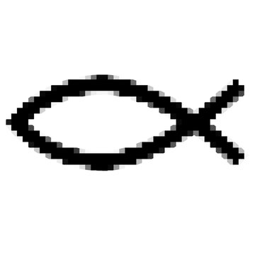 pixel retro Christian fish. Religious symbol. Faith in Jesus Christ. Vector illustration 8-bit design
