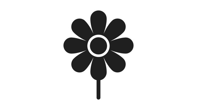 Simple daisy flower shape in black silhouette against a white background silhouette