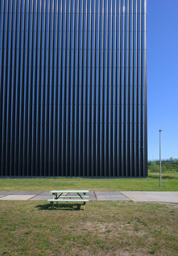 Modern datacenter exterior near a residential area in Amsterdam
