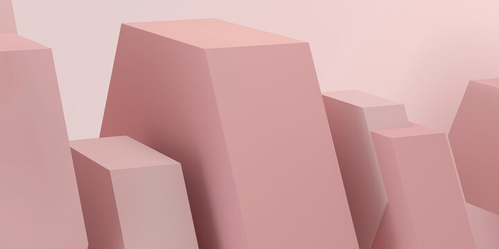 Geometry shaped podium against colored background