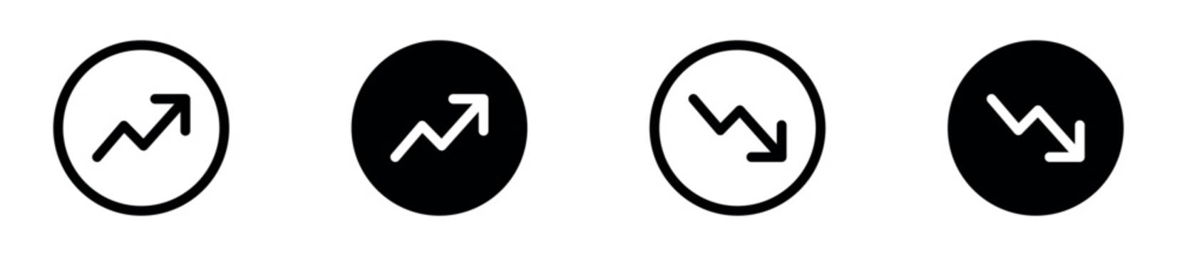 Growth and Decline Arrow Icon Set. Business Performance, Analytics and Trend Icons. Vector Illustration.