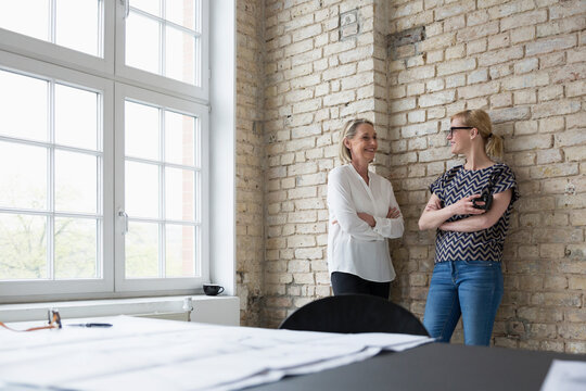 Mature businesswoman working with younger colleague in office