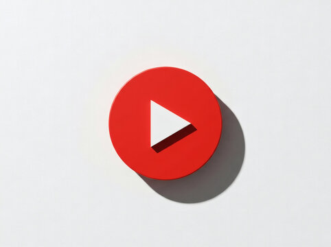 Play Button Icon Red Circle.