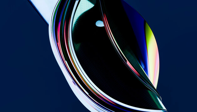 Dynamic abstract reflective curve on dark background