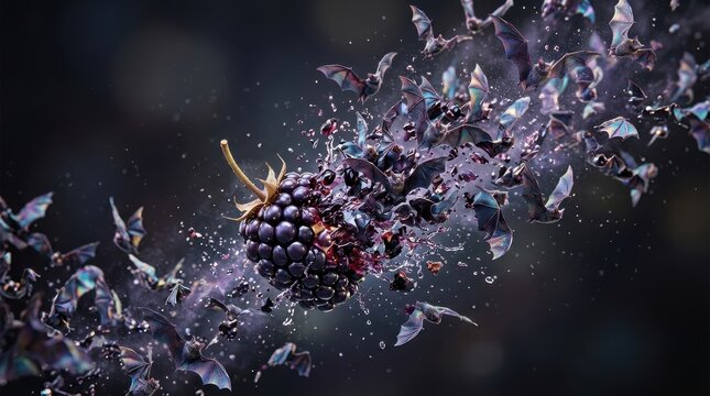 Blackberry transforming into a swarm of flying bats