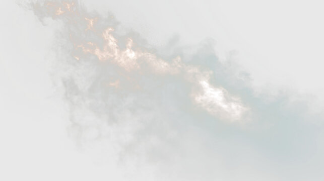 Cloud with light on a transparent background during midday in a clear sky, PNG with a light overlay