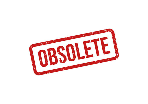 Obsolete stamp with red border and bold text