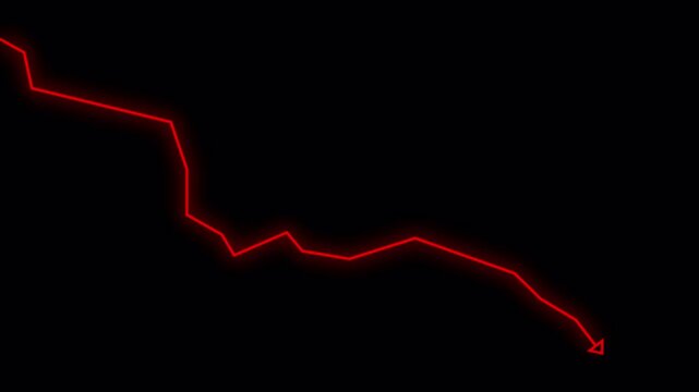 Red Financial Stock Market Bearish Downward Trend Line Graph Animation 4k video animation seamless loop