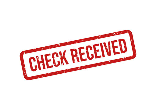 Red check received stamp with bold text