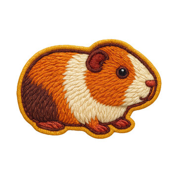PNG Cute embroidered guinea pig illustration.