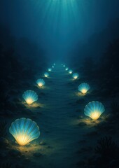 Fototapeta premium Magical underwater seashell pathway.