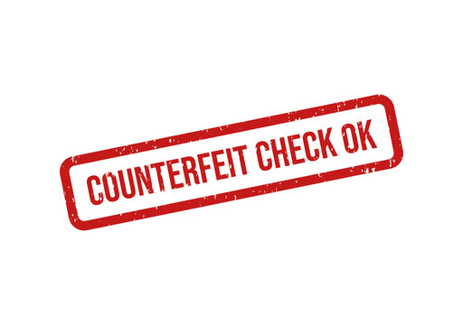 Red counterfeit check stamp with ok text