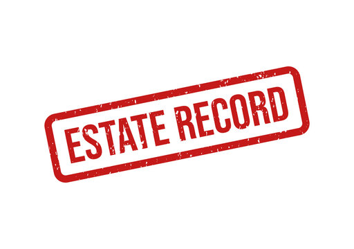 Red estate record official stamp on document