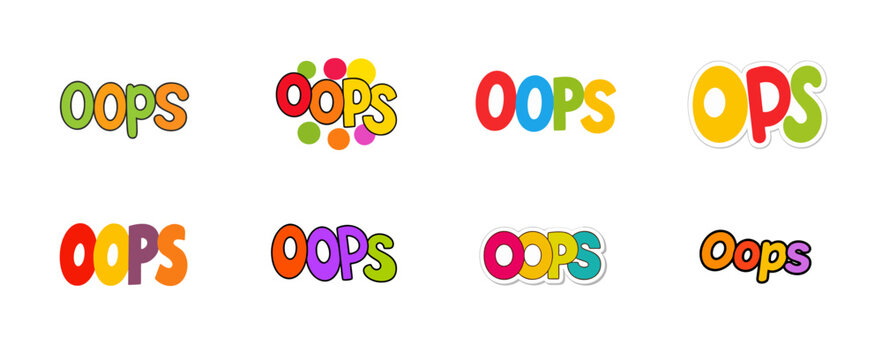 Fun and colorful &ldquo;Oops&rdquo; text collection with creative lettering styles. Ideal for error messages, humorous content, playful branding, comic elements, and expressive designs.