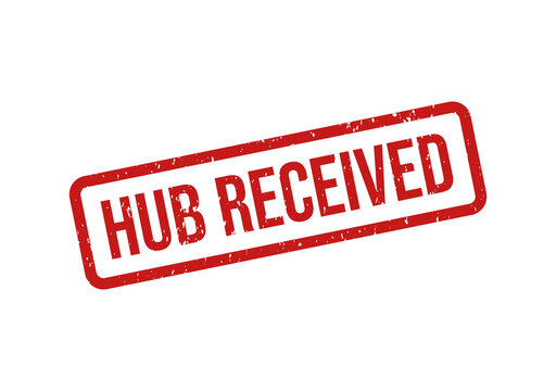Red hub received stamp with bold text