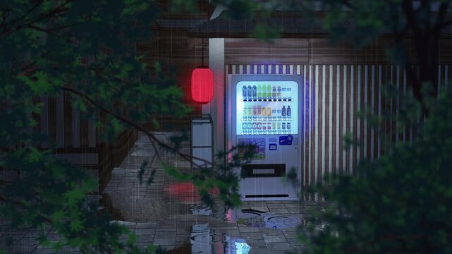 Snowy Japanese Vending Machine - Animated Loop 4K