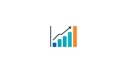 Fototapeta premium Dark Blue Market Research Line Graph with Rising Arrow Trend Analytics Icon