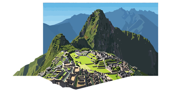 Machu Picchu ancient Inca city ruins.