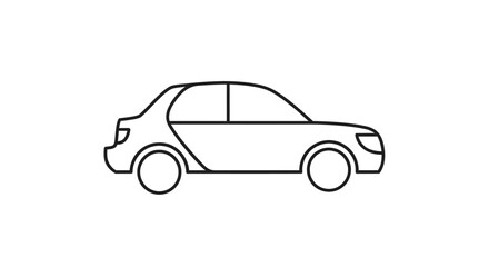 Obraz premium Simple black and white line art drawing of a car in side profile.