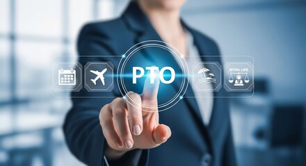 Obraz premium Paid time off PTO interface, employee leave, corporate digital vacation management