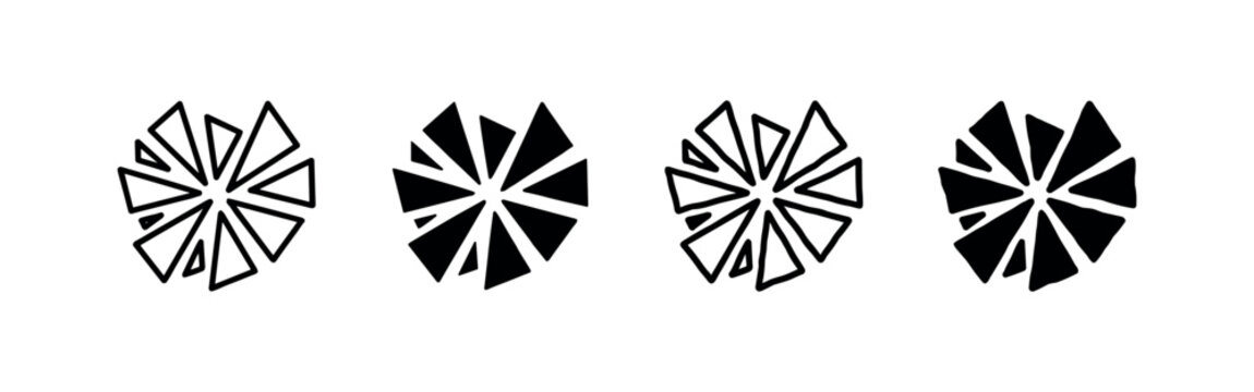 Broken glass or shattered geometric shape icon set
