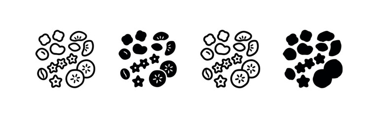 Fototapeta premium Four stylized tree icons in domes, outline
