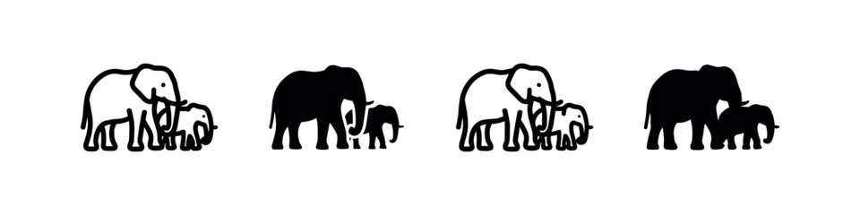 Elephant Family Icon Variations © liubomir118809
