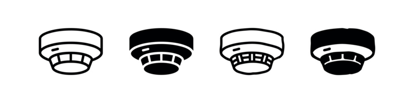 Smoke detector or fire alarm icon set. Home safety and emergency warning system vector illustration.