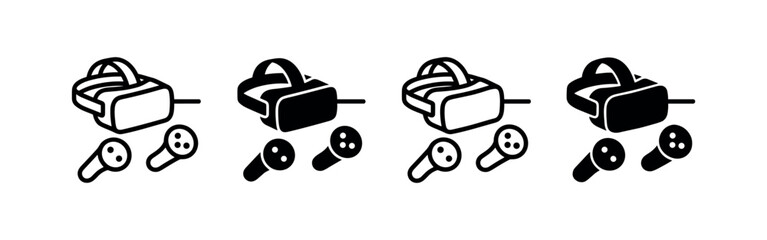 Virtual Reality VR Headset and Controllers Icon Set © liubomir118809