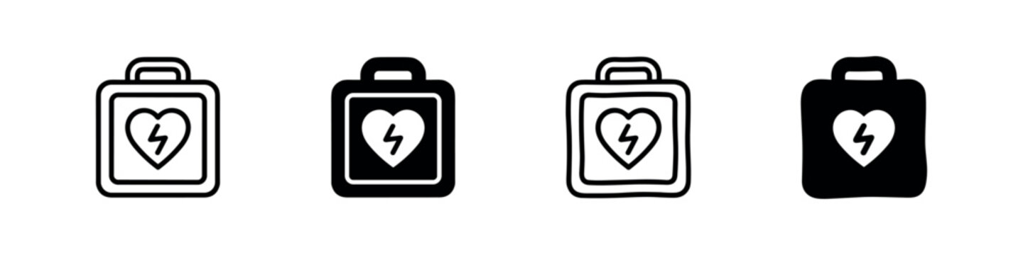 Defibrillator (AED) icon, emergency medical device symbol