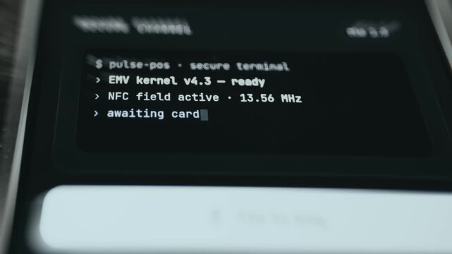 Pulse-pos screen indicating a secure terminal is currently active