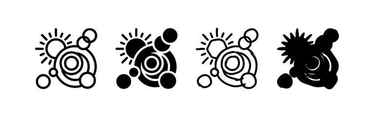 Abstract planetary orbit and solar system icons representing science and space exploration © liubomir118809