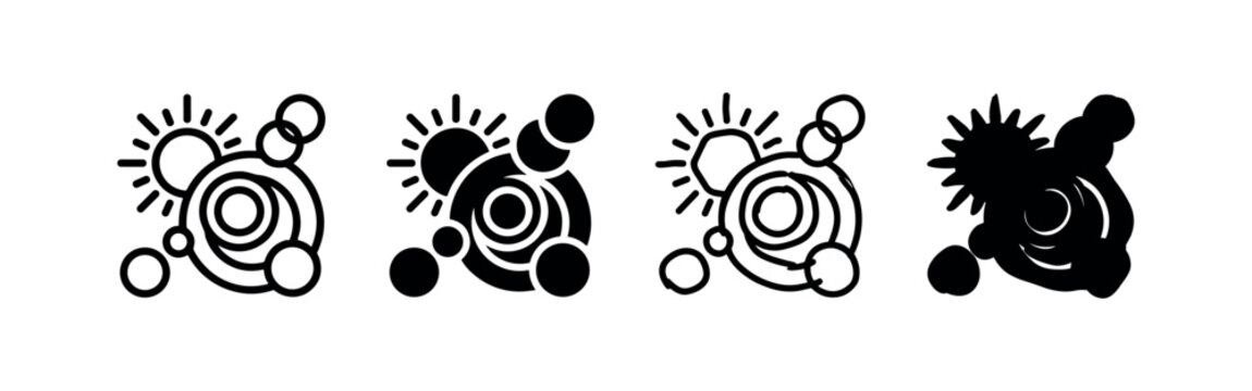 Abstract planetary orbit and solar system icons representing science and space exploration