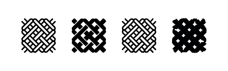 Interwoven or braided pattern texture icon set, abstract graphic design element © liubomir118809