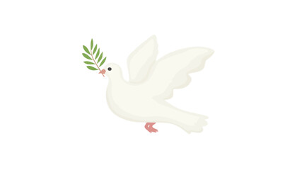 Fototapeta premium White dove, peace symbol, olive branch, vector illustration, minimalist design, simple icon